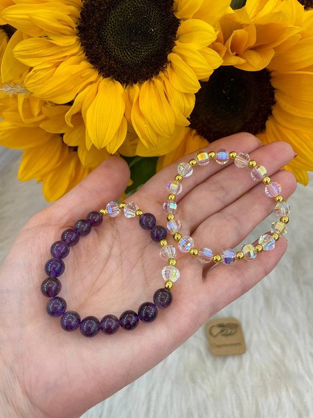 دستبند آمیتیست و کریستال