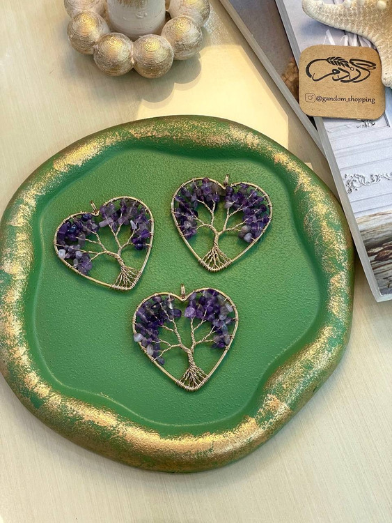 آویز قلبی مدل درخت زندگی