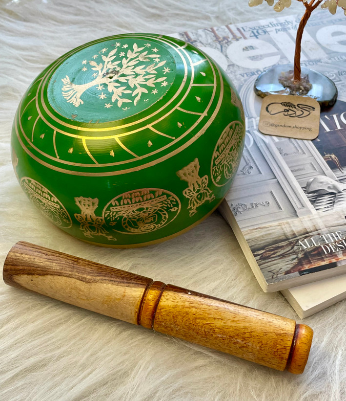 کاسه تبتی سبز ۱۴ سانت