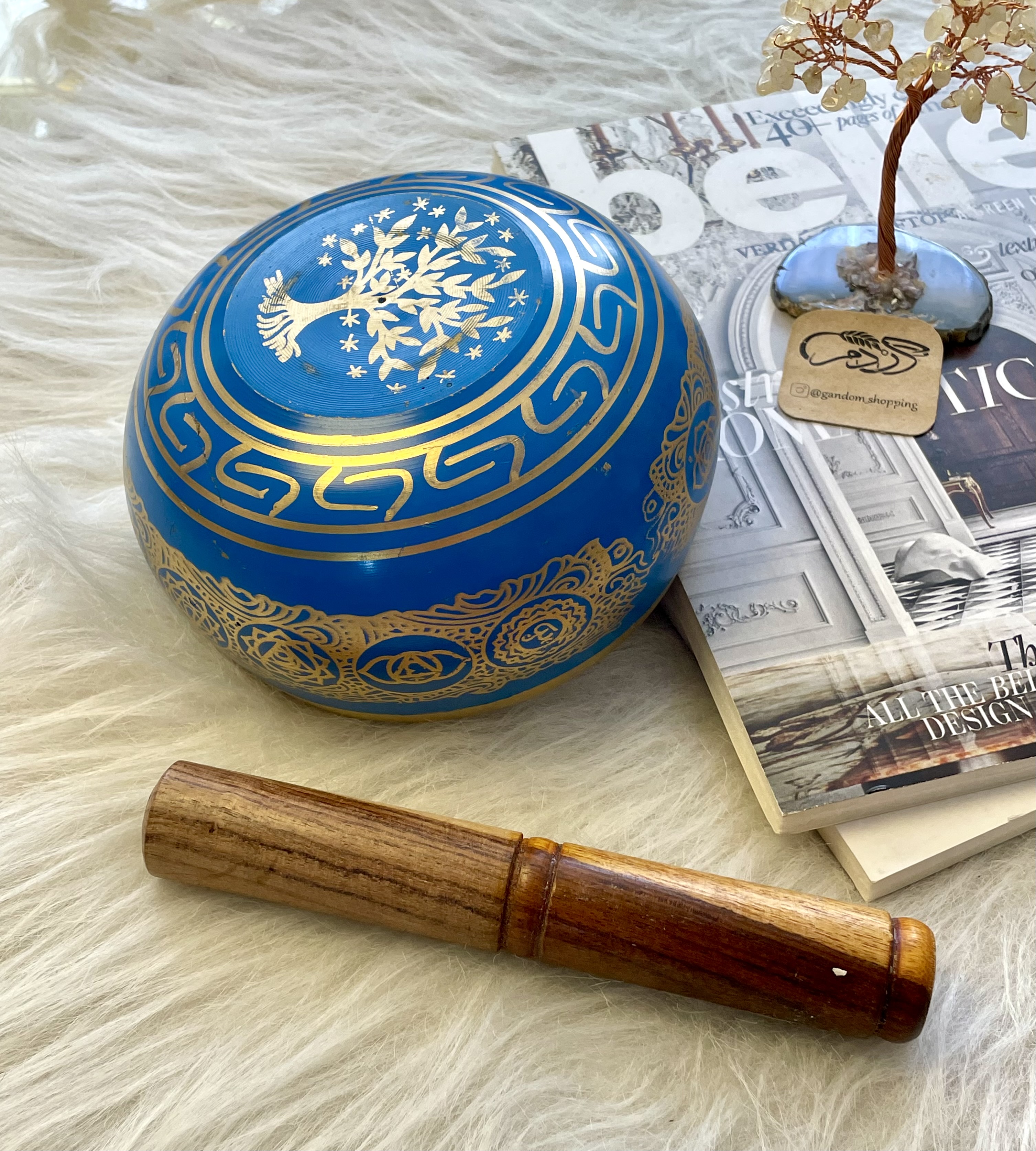 کاسه تبتی آبی ۱۴ سانت